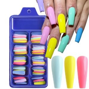 Acrylic Artificial False Nail Tips - Long Fake Nails Full Set 100 pcs - Combination A