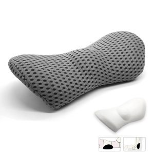 Car Lumbar Support Memory Pillow for Lower Back Relief - Grey Ergonomic Chair Cushion for Comfort