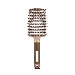 Brush Large Curved Curly Hair Styler with Natural Boar Bristle and Nylon - Gold