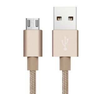 Weave Braid Micro USB Data Cable 2m – Gold – High-Quality Charging and Data Sync Cable