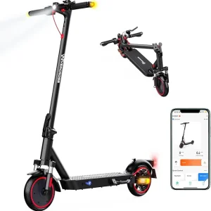 Evercross EV85F Foldable E-Scooter with 350W motor, 18.6 miles range, LED lights, and suspension system for smooth rides.
