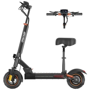 iENYRID M4 Pro S+ 800W Long Range Electric Scooter with 10-inch hybrid tires, front and rear suspension, and adjustable removable seat