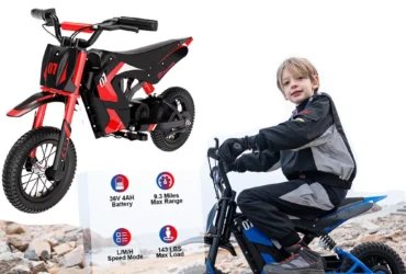 "EVERCROSS EV12M Electric Dirt Bike for Kids Ages 3-12 in vibrant colors with durable 12-inch tires, ergonomic design, and adjustable speed settings."