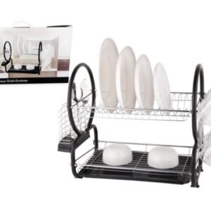 Tristar 2 Tier Dish Drainer Cutlery Rack with Drip Tray – Space-Saving Kitchen Dish Drying Rack