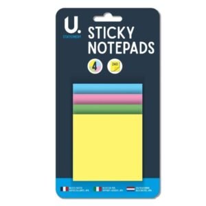 140 Page Sticky Note Pad 4 Block Colours 19 x 12 x 2.5 cm P2370 – Large, Colourful & Perfect for Organization