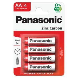 4x Panasonic AA Batteries Zinc Carbon R6 1.5V Battery – Long-Lasting Power for Everyday Devices