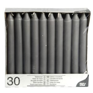 Table Candles 8" Pack of 30 Grey – Elegant, Dripless, and Long-Lasting Taper Candles