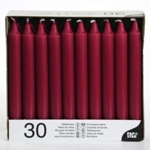 Table Candles 8" Pack of 30 Burgundy – Elegant, Dripless & Long-Lasting Candles