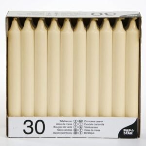 Table Candles 8" Pack of 30 Cream – Elegant, Long-Lasting & Dripless Taper Candles