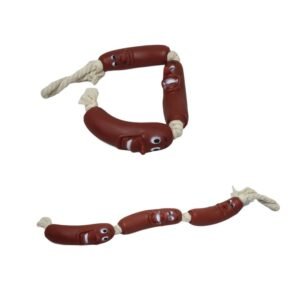 Dogs Pets Fetch Teething 3 Sausage Rope Silicone Fun Playtime Toy 35cm – Durable & Safe