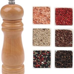 Manual Oak Wood Salt & Pepper Mill Spice Grinder Wooden Pot Kitchen Tool - High-Quality Wooden Grinder for Spices