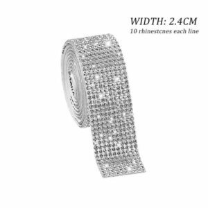 10 Rows Bling Crystal Sticker Self-Adhesive Rhinestone Trim Tape Diamond Ribbon Crafts Embellishments for DIY Projects
