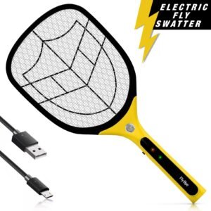 Electric Fly Zapper Killer Racket - 4000 VOLTS USB Rechargeable Bug Mosquito Insect Pest Swatter, Wasp Trap Bat with LED Light