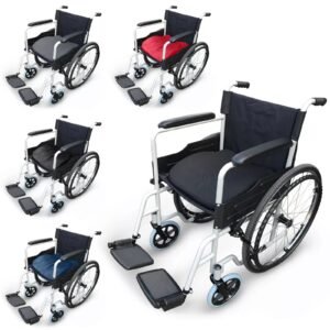 Black Wheelchair Cushion Seat Pad – Memory Foam Pressure Relief with Back Support for Comfortable Seating