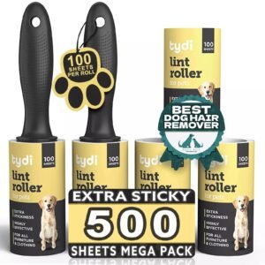 Pet Hair Remover Lint Roller – Sticky Carpet Clothes, Dog & Cat Hair Remover, Refill Pack for Laundry – 100 Sheets per Roller, 2 Handles Included