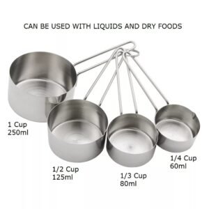 Measuring Cups Set Stainless Steel Cooking Baking Dry & Fluid 60/80/125/250ml - Accurate Measurements for Precision Baking & Cooking