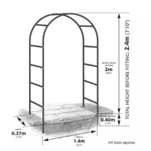 Buy 2.4M Garden Arch Trellis Arched Metal Tubular Frame for Climbing Plants - Ideal for Gardens, Paths, and Flowerbeds