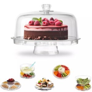 Buy Multifunctional Cake Stand with Dome Lid - 6 in 1 Plastic Cake Stands with Cover and Salad Bowl