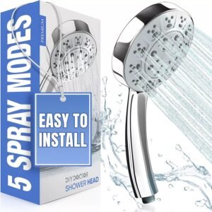 High Pressure Shower Head – Universal Water Saving Chrome Finish with 5 Spray Modes | UK Compatible