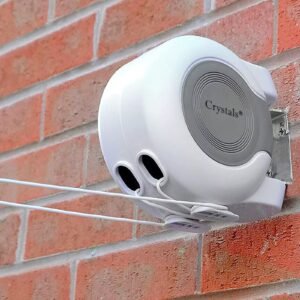 30m Retractable Clothes Reel Double Washing Line – Wall Mounted Outdoor Clothes Dryer | Space-Saving Design for Busy Families