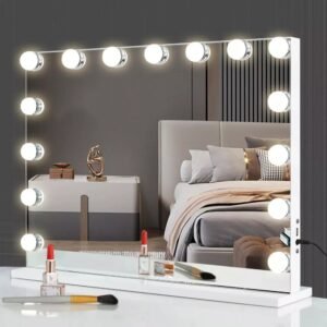 Hollywood Vanity Mirror Bulbs – Dimmable LED Touch Control with USB Charging, Stick-On Installation