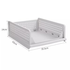 Grey Stackable Folding Basket – 4.335.514cm Drawer Organiser Closet Shelf Rack for Clothes Storage