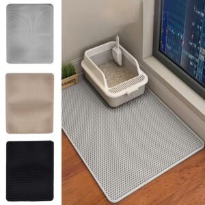 "Grey Double Layer Cat Litter Mat – Non-Slip, Washable Cat Litter Trapper Pad for Clean Paws – Grey"