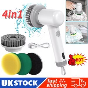 "Electric Spin Scrubber – Powerful Turbo Scrub Cleaning Brush Cordless Rechargeable with 360° Rotation, 3 Brush Heads, Waterproof IPX7, for Bathroom, Kitchen & Floor Cleaning"