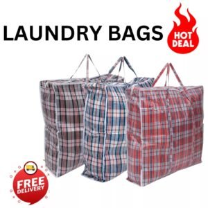 "5x Jumbo Laundry Bags Zipped Reusable Large Strong Storage Bags – Extra Large Moving & Storage Bags in Assorted Colors"