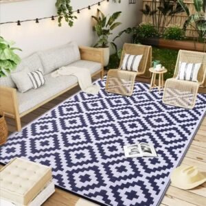 "Durable Outdoor Reversible Rug – Large 120x180cm Patio Rug, Waterproof and Easy to Clean for Deck, Beach, Picnic, and More"