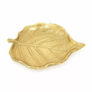 Elegant Gold Metal Leaf Trinket Dish – Display Vanity Tray & Jewellery Plate for Rings, Necklaces & Bracelets