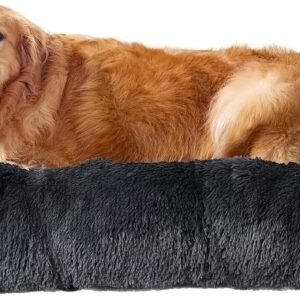Dark Grey Dog Bed – Soft Pet Cushion Large Dog Crate Puppy Cat Mattress Washable Pad Mat (Large Size)