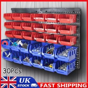 30PCS Wall Mounted Garage Storage Bin Workshop Organiser Rack DIY Tool Boxes – UK