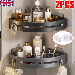Corner Shower Caddy - 2PCS Bathroom Storage Shelf Rack, No Drilling, Sturdy & Lightweight, Organize Your Bathroom & Kitchen Efficiently