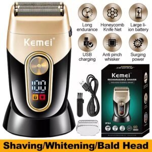 KEMEI Electric Foil Shaver for Men - USB Rechargeable Wet/Dry Razor with LCD Display