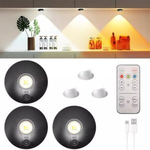 3PCS Night Lights USB Rechargeable Portable LED Closet, Stair, Wall Light with Remote Control