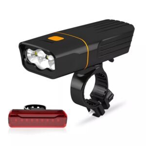 Super Bright USB Rechargeable Mountain Bike Light Set - Front & Rear Bicycle LED Torch, Waterproof, 5 Lighting Modes