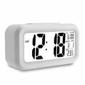 5.3 Inch Smart Simple Silent LED Digital Alarm Clock with Date and Temp Display - White