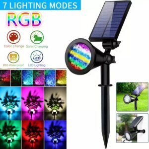 Solar Power Spot Light – 7 Color Options, Waterproof LED Landscape Outdoor Garden Lamp, Adjustable, Solar-Powered, 18 LEDs, IP65