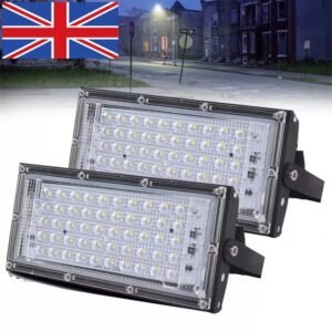 2X 50W LED Floodlight Security Spotlight - Super Bright Waterproof Outdoor Garden Lamp