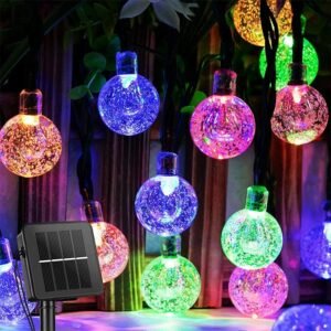 Multicolor 6.5mm-30LED Solar Powered String Lights – LED Retro Bulb Garden Outdoor Fairy Hanging Lamp
