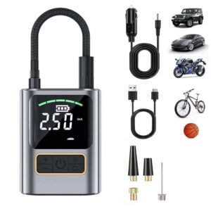 Cordless Digital USB Rechargeable Car Tyre Inflator – Portable Air Compressor Pump, Lightweight, LCD Display, Multi-Function