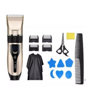 Stock Clearance Sale: Professional Cordless Hair Trimmer for Men – Rechargeable Electric Shaver, Adjustable Length, Gold & Black