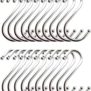 Stainless Steel S Hooks – Medium Size, 25pcs | Hanging Hooks for Kitchen, Closet, and Home Use