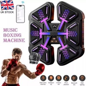 APP Music Boxing Machine with Gloves - Wall-Mount Target Punching Pads, Smart Bluetooth-Compatible Puncher for Adults & Kids, Adjustable Speed & Dynamic Lighting