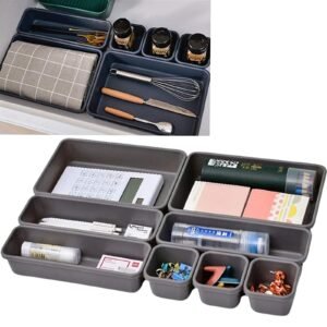 Desk Drawer Organiser Storage Boxes Tray Tidy Divider Stationary Make Up Utensil