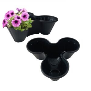 1 Black Strawberry Trio Planter Flower Pot Stackable Plastic Patio Herb Planter