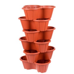 Set of 6 Trio Stacking Garden Plant Strawberry Planting Herb Flower Pot Planter