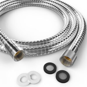 Shower Hose 1.75m Stainless Steel Bath Taps Washers Connector Flexible Chrome UK – Durable & Eco-Friendly, Bacteria Resistant
