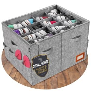 Shoe Storage Organiser Box Shelf Rack Zipable Clear Cover 16 Pairs + 8 Pockets – Durable, Space-Saving, Heavy Duty Shoe Box with Lidded Compartments